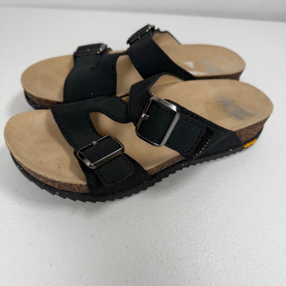 Dansko Dayno Slip on Black Suede Adjustable Strap Sandals Size 37 - Picture 3 of 9